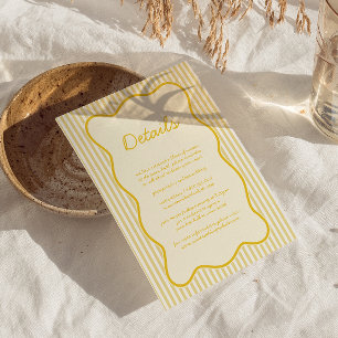 Recepción Tarjeta de detalle moderna de Boda amarillo con ma