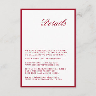 Recepción Tarjeta de detalle moderna de caligrafía de Boda r