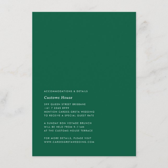 Recepción Tarjeta de detalle simple moderna (Anverso)
