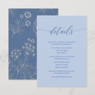 Recepción tarjeta de detalles azul polvoriento simple minima