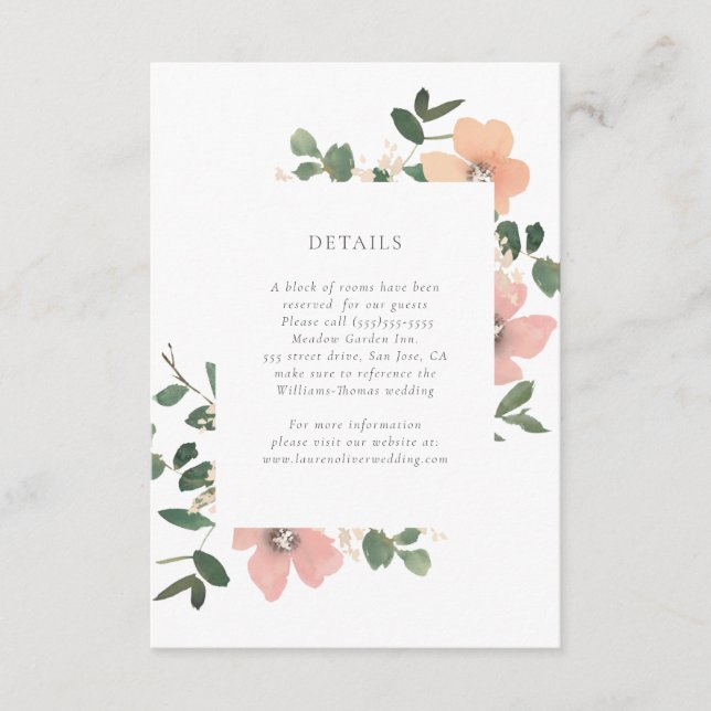 Recepción Tarjeta de detalles de amor de jardín (Anverso)