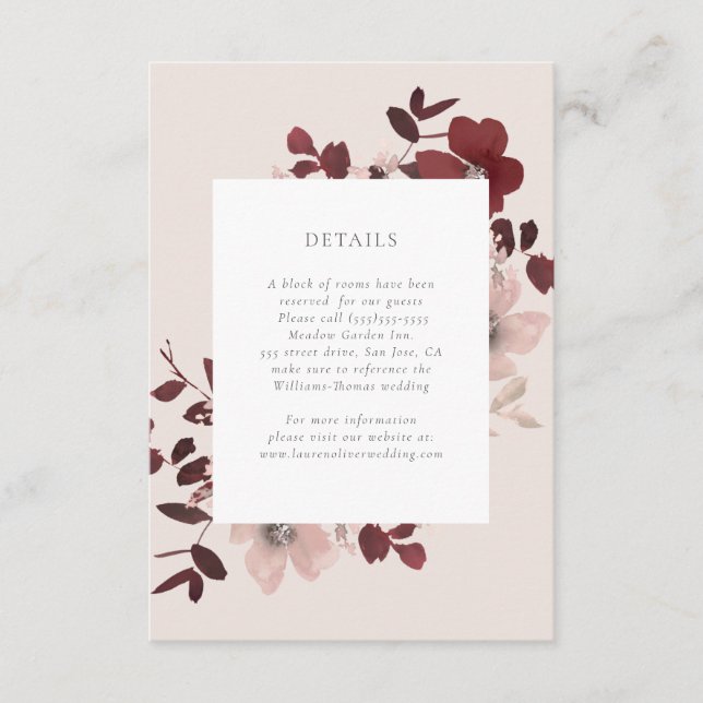 Recepción Tarjeta de detalles de amor de jardín (Anverso)