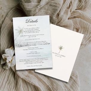 Recepción Tarjeta de Detalles de Boda Acuarela de Playa Trop