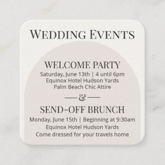 Recepción Tarjeta de Detalles de Boda Arco Moderno