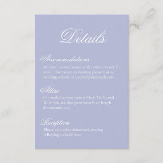 Recepción Tarjeta de Detalles de Boda Azul