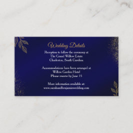 Recepción Tarjeta de Detalles de Boda Azul Marino Dorado