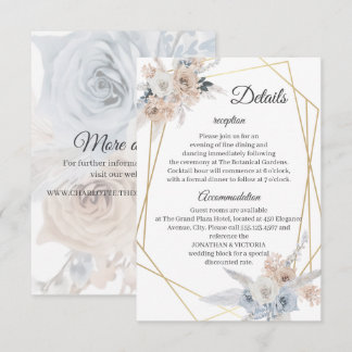 Recepción Tarjeta de Detalles de Boda Azul Polvo Beige Flora