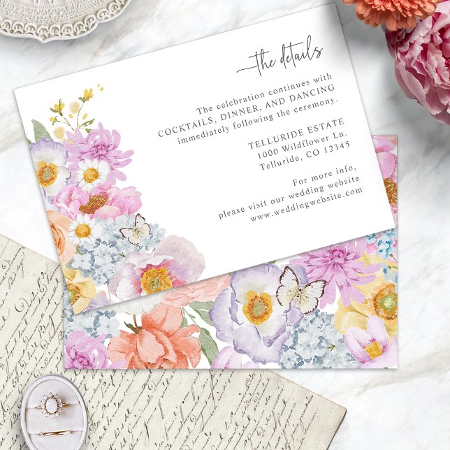 Recepción Tarjeta de Detalles de Boda Boho (Bold Colorful Boho Wedding Details Enclosure Card by Painted Paperie
)
