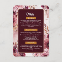 Tarjeta de Detalles de Boda Boho Dreams con Flores