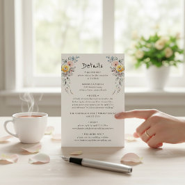Recepción Tarjeta de Detalles de Boda Botánica Pastel Floral