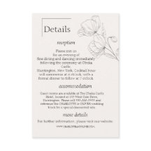 Tarjeta de detalles de boda botánicos con arte de