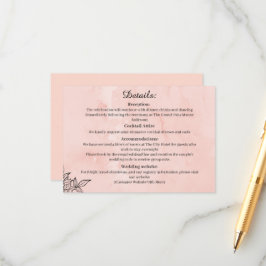 Recepción Tarjeta de Detalles de Boda Botánicos de Melocotón