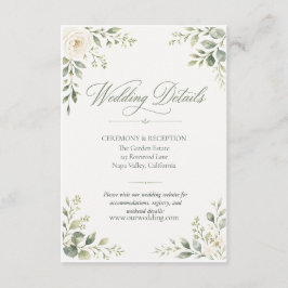 Recepción Tarjeta de detalles de boda botánicos personalizad