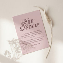Tarjeta de Detalles de Boda | Burgundy Mauve Regen