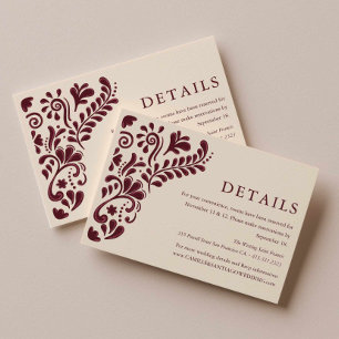 Recepción Tarjeta de Detalles de Boda Burgundy Mexicana