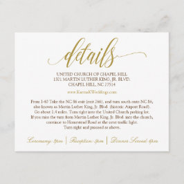 Recepción Tarjeta de detalles de boda | Caligrafía de lujo (