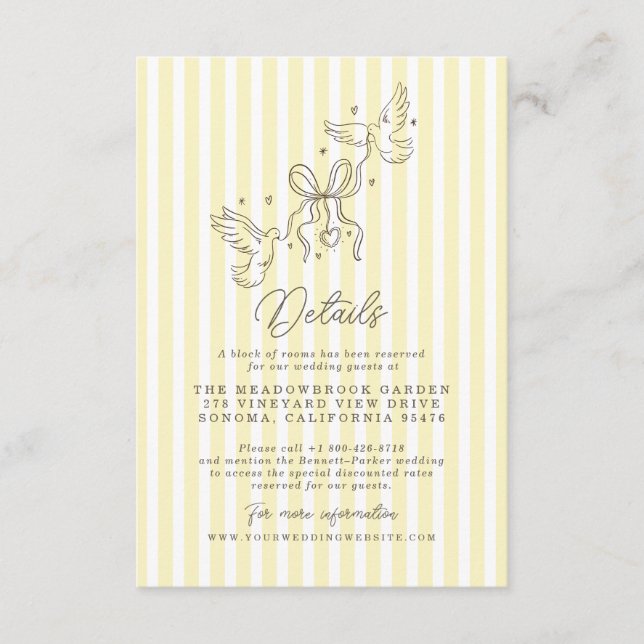 Recepción Tarjeta de Detalles de Boda Caprichosa con Rayas A (Anverso)
