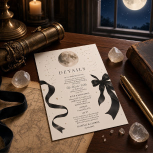 Recepción Tarjeta de Detalles de Boda Celestial con Lazo Neg