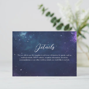 Recepción Tarjeta de Detalles de Boda Celestial con Monogram