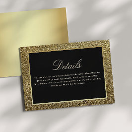Recepción Tarjeta de Detalles de Boda Chic Dorado y Negro