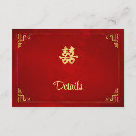 Recepción Tarjeta de Detalles de Boda China Roja