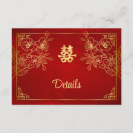 Recepción Tarjeta de Detalles de Boda China Roja