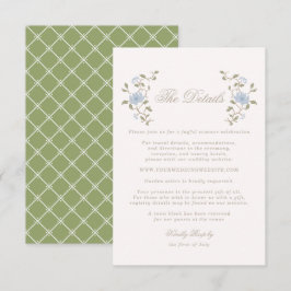 Recepción Tarjeta de detalles de boda Chintz Lotus Sage Blue