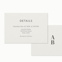 Tarjeta de Detalles de Boda Civil Moderna Minimali