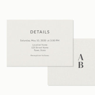 Recepción Tarjeta de Detalles de Boda Civil Moderna Minimali