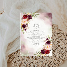 Tarjeta de detalles de boda con acuarela de tono b