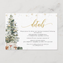 Tarjeta de Detalles de Boda con Árbol de Navidad