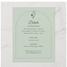 Tarjeta de Detalles de Boda con Arco de Eucalipto 