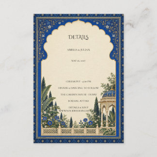 Recepción Tarjeta de Detalles de Boda con Arco de Jardín Azu