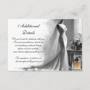 Recepción Tarjeta de detalles de boda con boceto romántico d