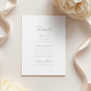 Recepción Tarjeta de detalles de boda con caligrafía elegant