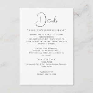 Recepción Tarjeta de Detalles de Boda con Caligrafía Platead