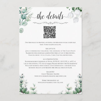 Recepción Tarjeta de Detalles de Boda con Código QR