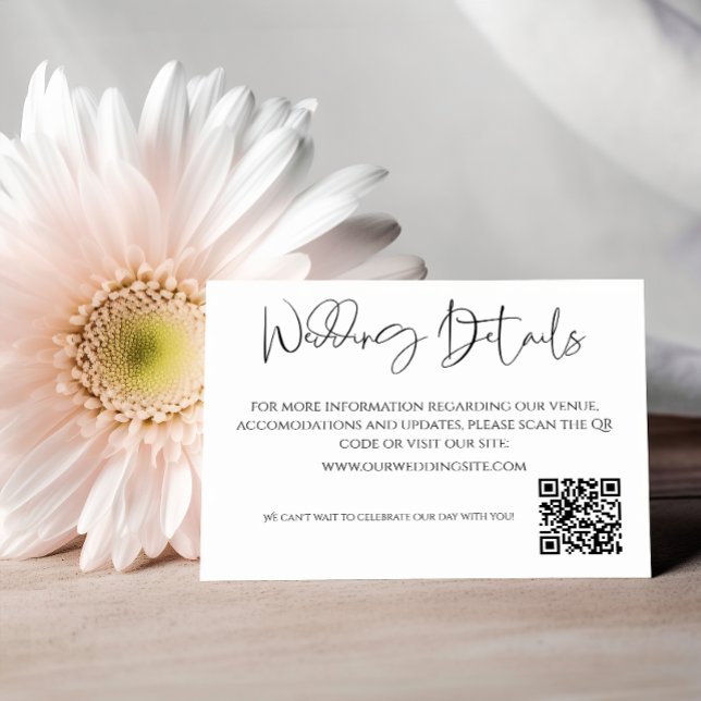 Recepción Tarjeta de detalles de boda con código QR (Subido por el creador)