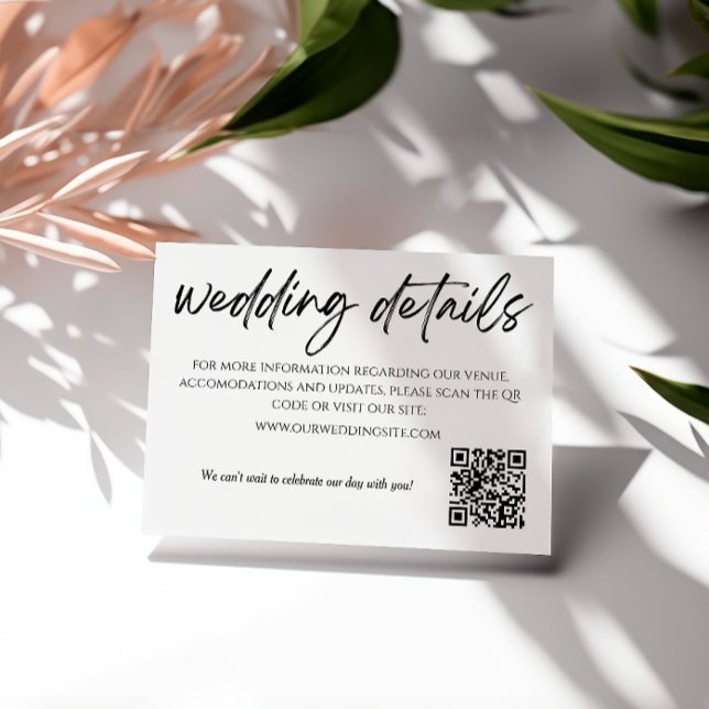 Recepción Tarjeta de Detalles de Boda con Código QR (Subido por el creador)