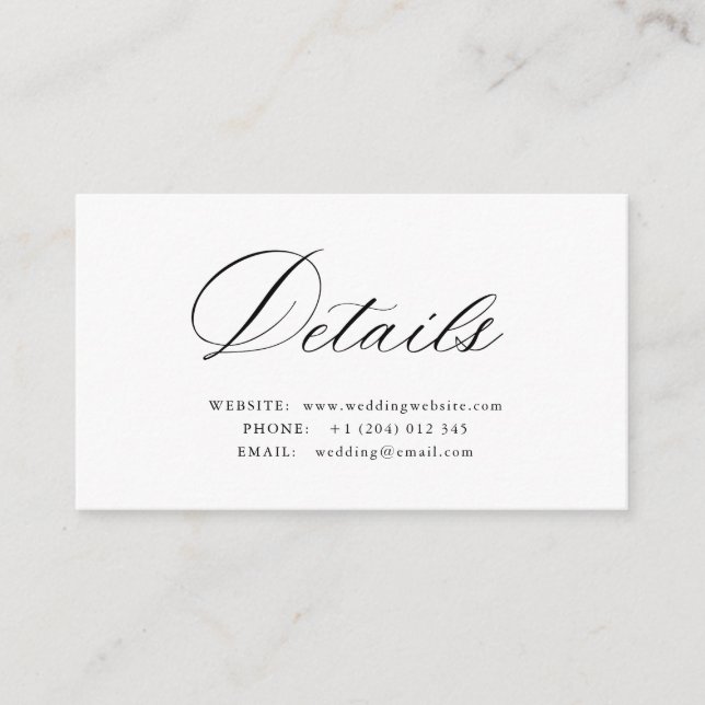 Recepción Tarjeta de detalles de boda con código QR de calig (Anverso)