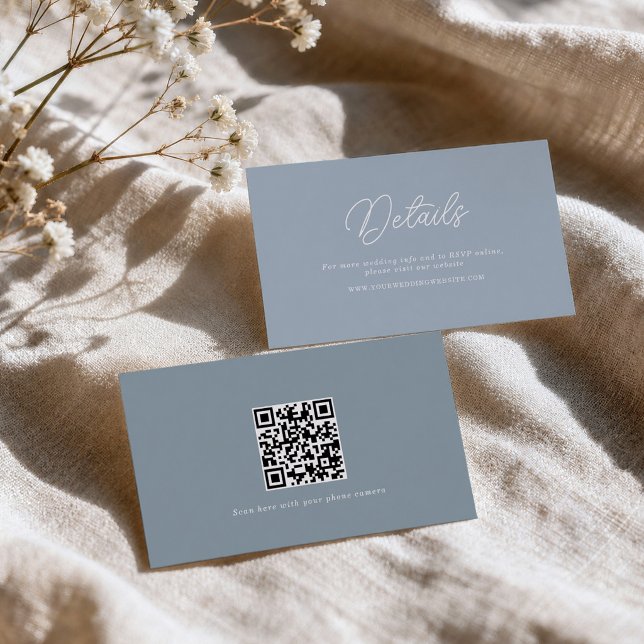 Recepción Tarjeta de detalles de boda con código QR minimali (Subido por el creador)