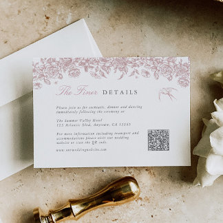 Recepción Tarjeta de detalles de boda con código QR Toile Ro
