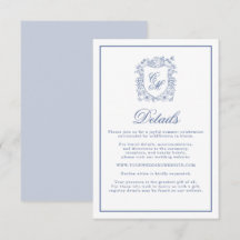Tarjeta de detalles de boda con cresta floral vint