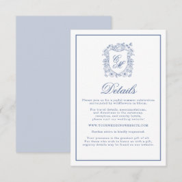 Recepción Tarjeta de detalles de boda con cresta floral vint
