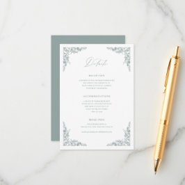 Recepción Tarjeta de Detalles de Boda con Detalles de Sage P