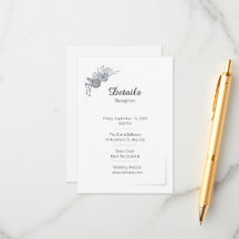 Tarjeta de Detalles de Boda con Detalles Florales