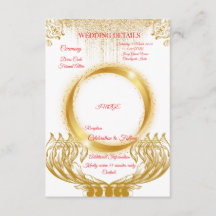 Tarjeta de Detalles de Boda con Diseño de Oro Eleg