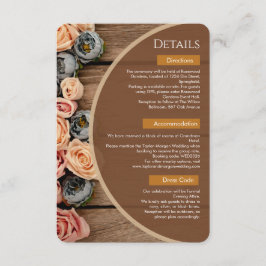 Recepción Tarjeta de Detalles de Boda con Encanto Rústico