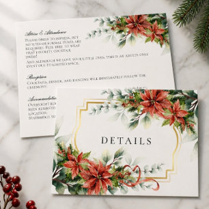 Recepción Tarjeta de Detalles de Boda con Flor de Nochebuena