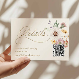 Recepción Tarjeta de Detalles de Boda con Flor Silvestre y C